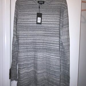 Men's Gray Striped Long Sleeve Shirt